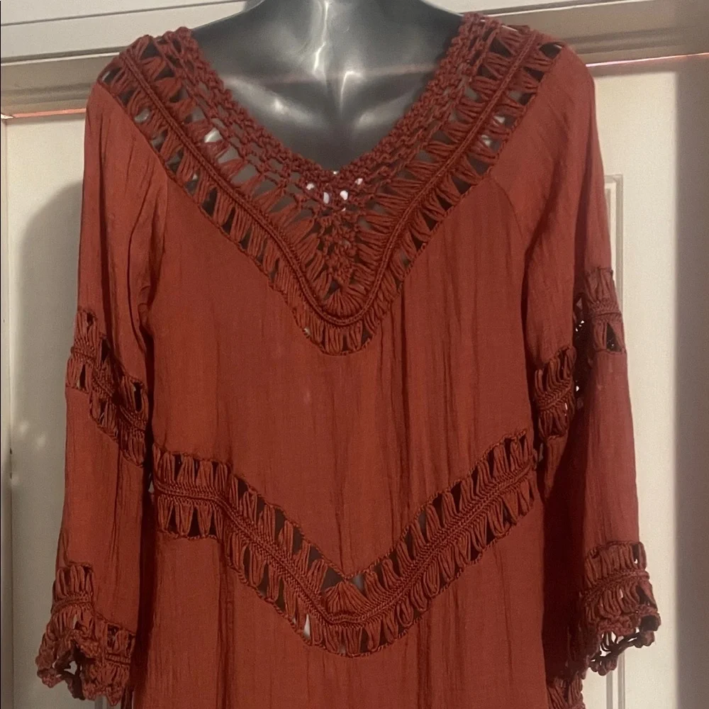 Rust Fringe Open-Front Cardigan - Picture 7 of 7